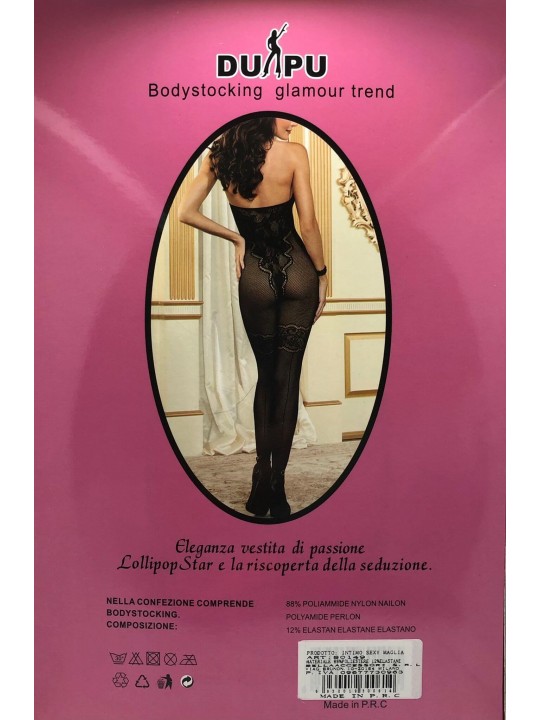 TUTA SEXY CATSUIT DI RETE PICCOLA CON RICAMI  MISURA UNICA