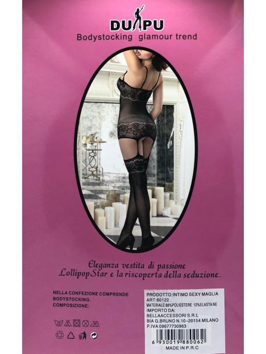 Bodystocking Nero in Pizzo con Calze Misura unica