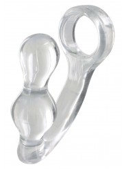 STIMOLATORE PROSTATA PLUG ANALE POWER PLUG & PENISRING CLEAR