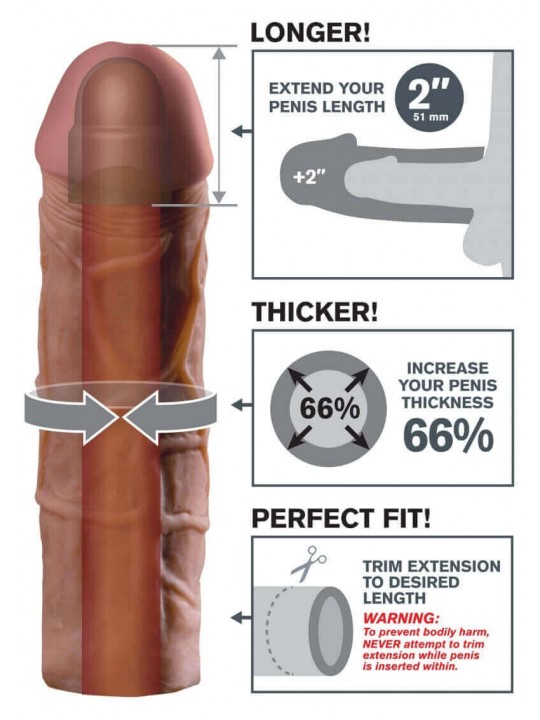 Mega Estensione Pene Fantasy X-Tensions Colore Caramello Brown Mega Estensione Pene Fantasy X-Tensions Colore Caramello Brown