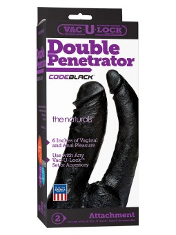 DILDO DOPPIO Naturale Nero 16cm Double Penetrator Vac-U-Lock''
